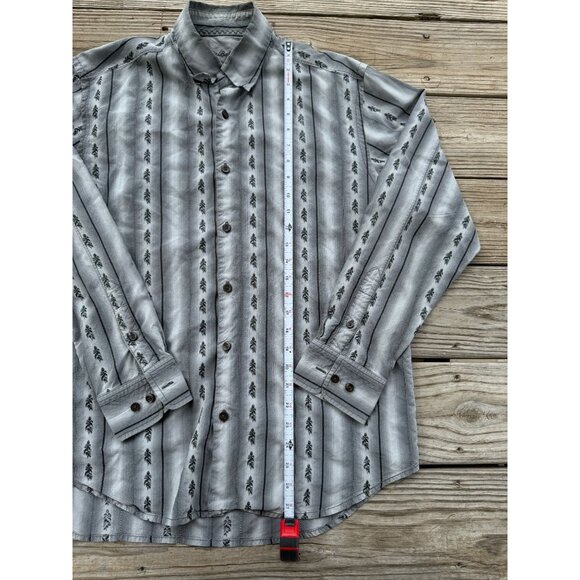 Tommy Bahama Long Sleeve Gray Black Striped Silk Button Up Shirt Mens Medium - Picture 3 of 7
